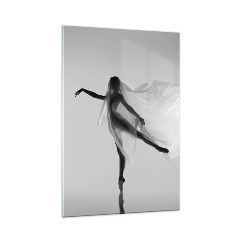 Impression sur verre - Image sur verre - Une danseuse dans une pose éthérée avec un tissu fluide - 70x100cm - Légèreté et grâce - Décoration murale moderne pour le salon et la chambre ARTTOR
