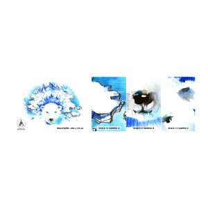 Échantillon de Papier Peint Autocollant Deluxe Sticker - Le roi de l'Arctique dans une couronne de glace - Abstraction, Ours polaire, Antarctique - 100x30 cm