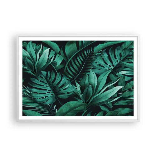 Affiche dans un cadre blanc - Poster - Profondeur du vert tropical - 100x70 cm