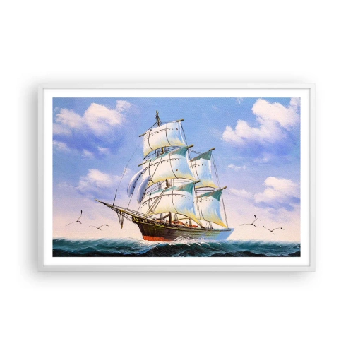 Affiche dans un cadre blanc - Poster - Fièrement avec le vent - 91x61 cm