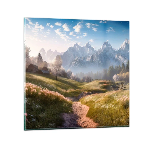 Impression sur verre - Image sur verre - Vallée idyllique - 40x40 cm