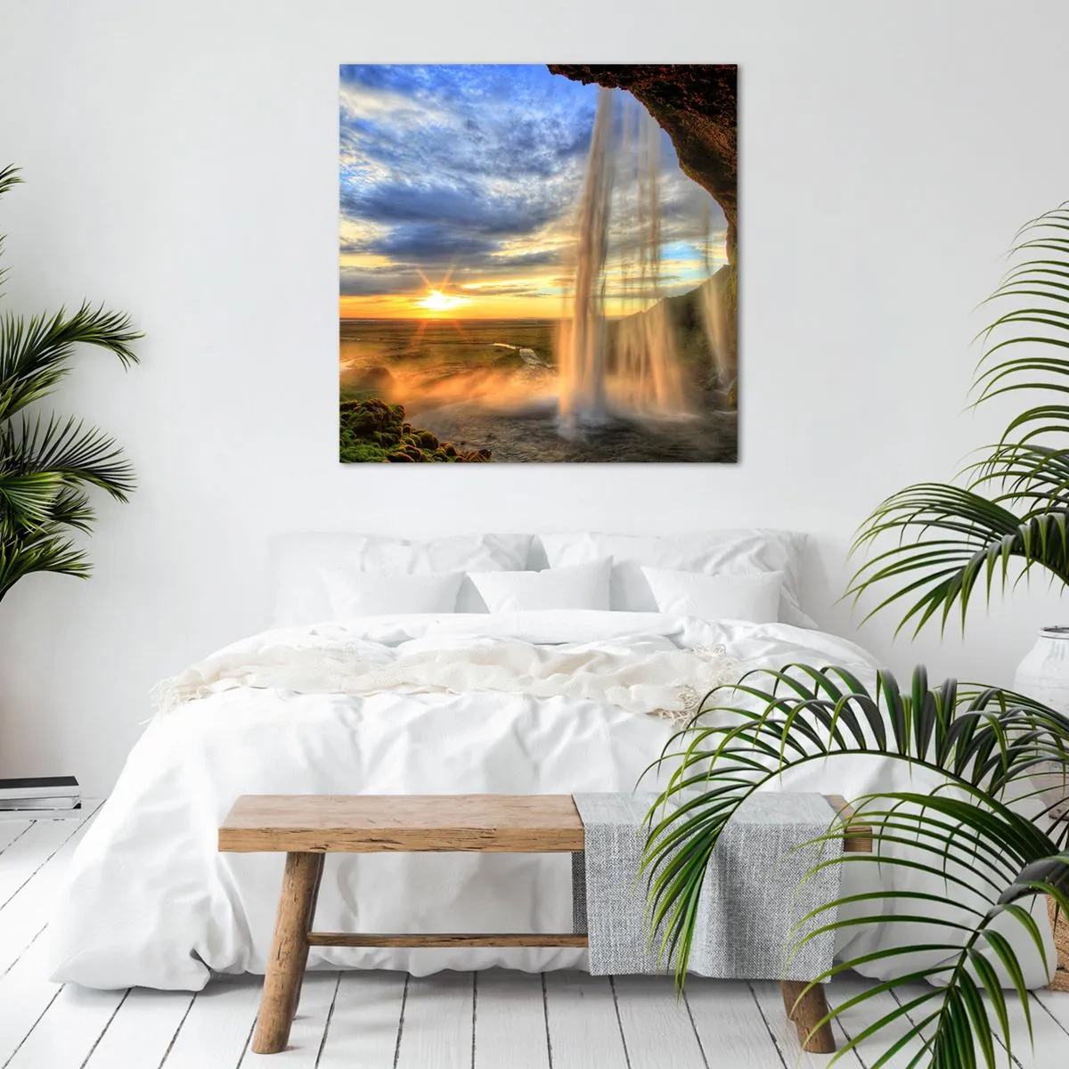 Impression sur toile - Image sur toile - Le monde derrière un voile de gouttes - 70x70 cm