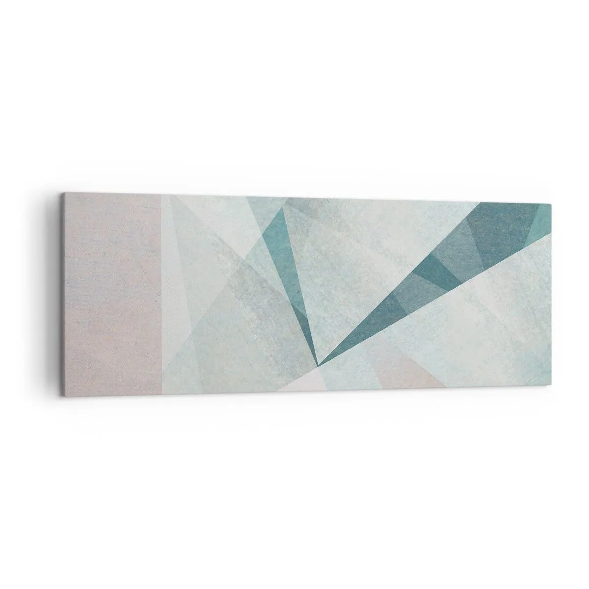Impression sur toile - Image sur toile - Formes géométriques dans des tons pastel de bleu et de gris - 140x50cm - Calme bien que dynamique - Décoration murale moderne pour le salon et la chambre ARTTOR