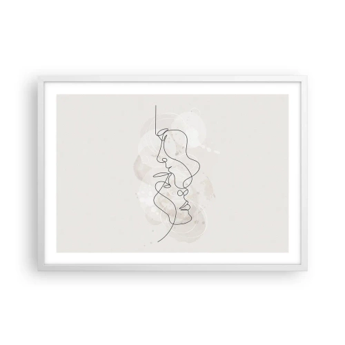 Affiche dans un cadre blanc - Poster - Emmêlé dans une étreinte - 70x50 cm