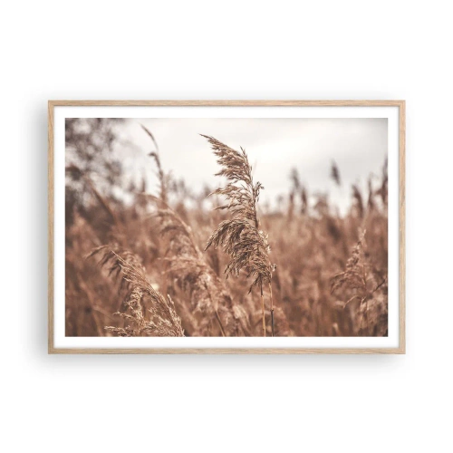 Affiche dans un chêne clair - Poster - C'est déjà l'automne dans les champs - 100x70 cm
