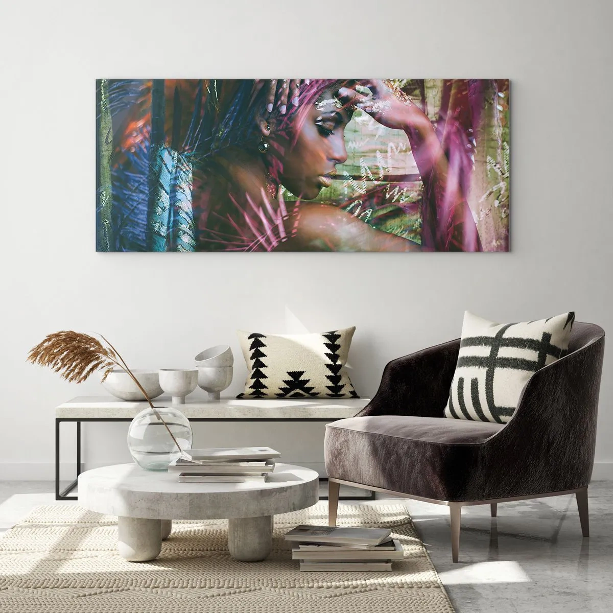 Impression sur verre - Image sur verre - Dame Nature dans la jungle - 90x30 cm