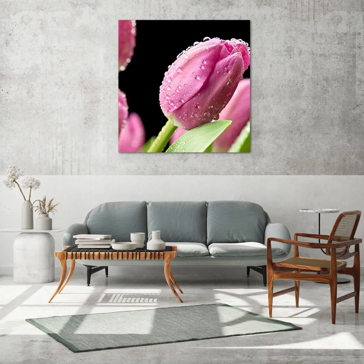 Impression sur verre - Image sur verre - Rêve de lilas dans la rosée - 40x40 cm