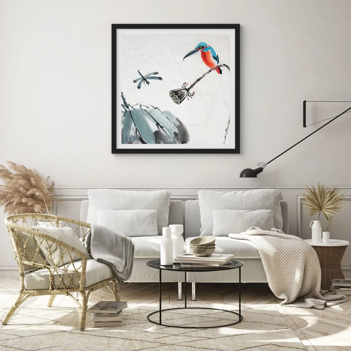 Affiche dans un cadre noir - Poster - La vie du champ - 30x30 cm