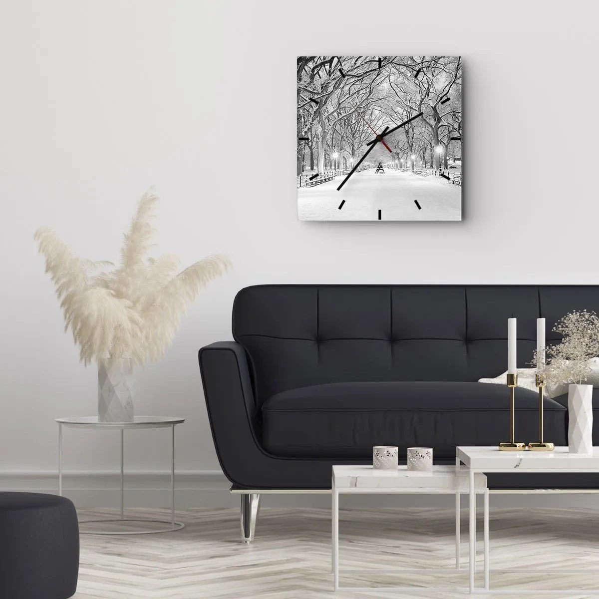 Horloge murale - Pendule murale - Les quatres saisons – l’hiver - 30x30 cm