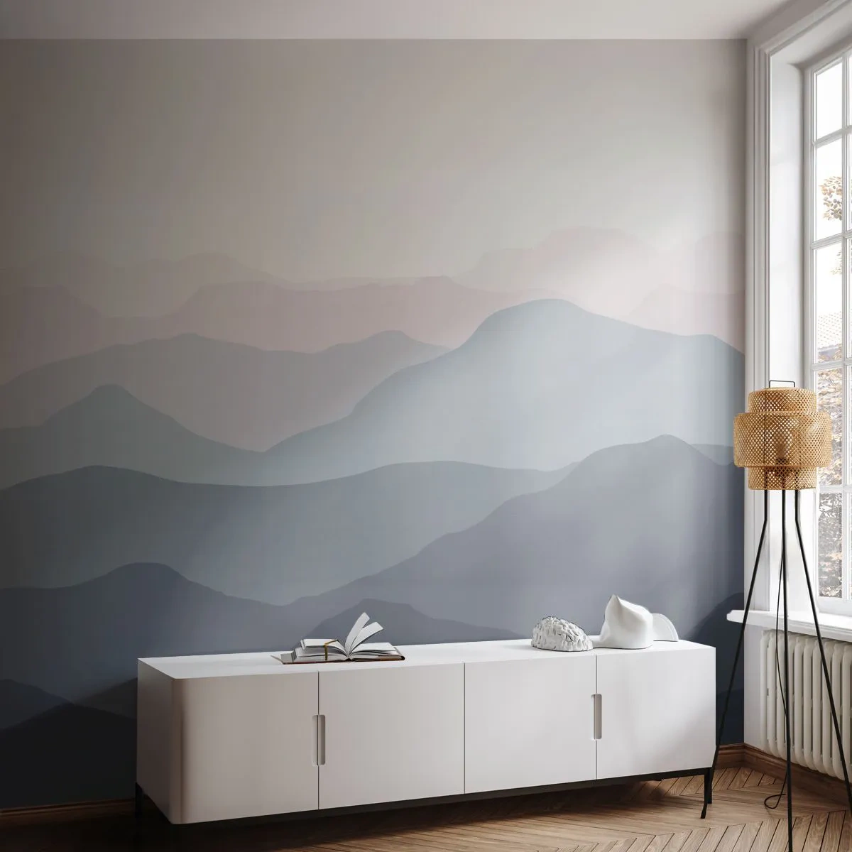 Papier Peint Photo Standard Eco - Vagues de montagnes - Abstraction, Graphique, Montagnes - 250x175 cm