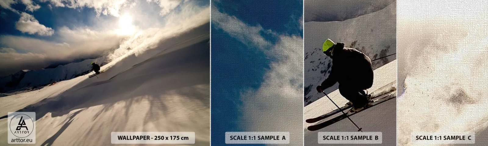 Échantillon de Papier Peint Premium Canvas - Défi montagne accepté - Sports et loisirs, Montagnes, Alpes - 100x30 cm