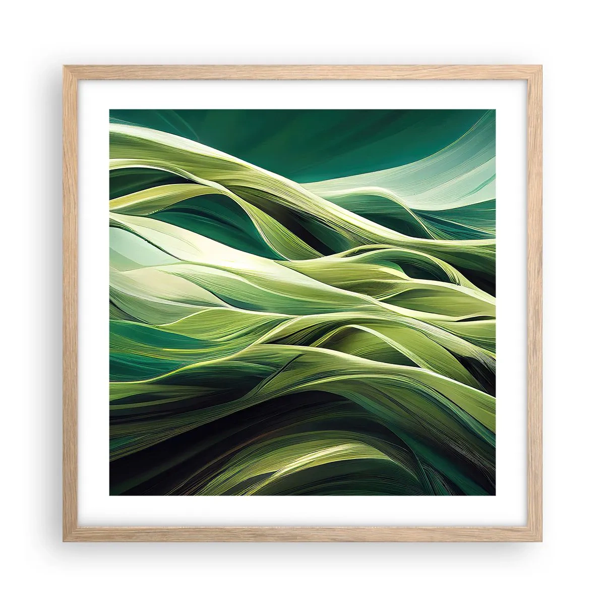 Affiche dans un chêne clair - Poster - Jeu de vert abstrait - 50x50 cm