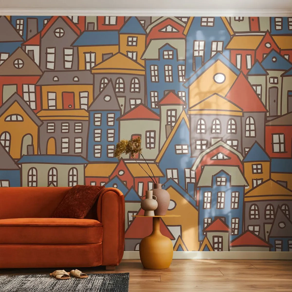 Papier Peint Photo Standard Eco - Derrière la maison, une maison - Ville, Architecture, Vieille ville - 350x256 cm