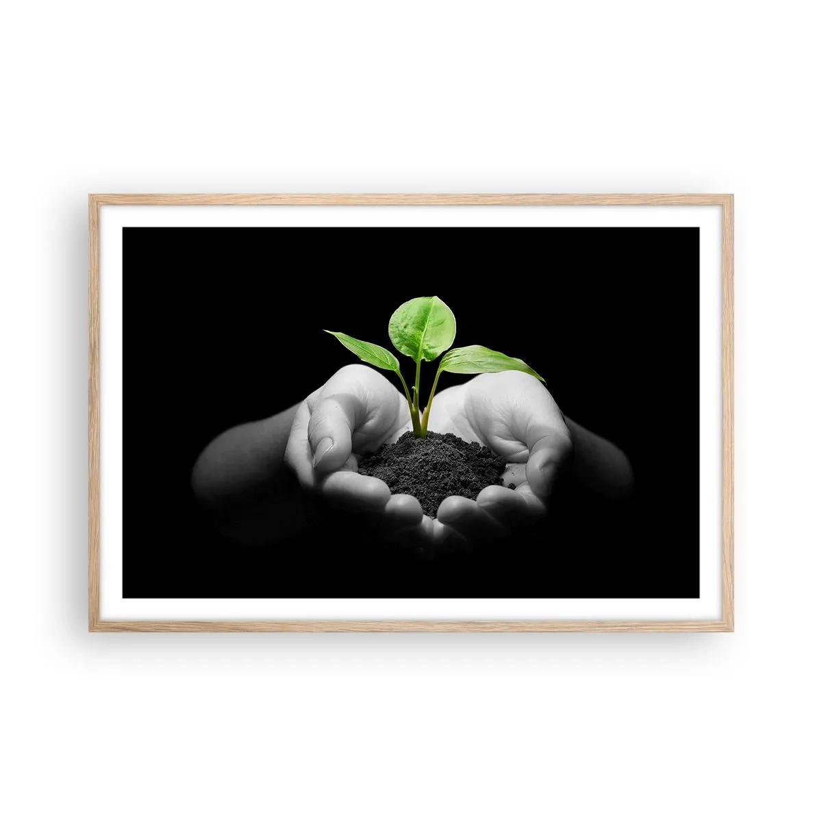 Affiche dans un chêne clair - Poster - J'aime la nature, je la protège - 91x61 cm