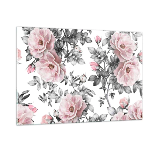 Impression sur verre - Image sur verre - Perdez-vous dans les fleurs de rose - 120x80cm - Se perdre dans les fleurs des roses - Décoration murale moderne pour le salon et la chambre ARTTOR