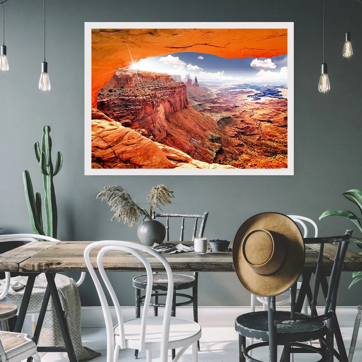 Affiche - Poster - Canyon vu à travers une fenêtre rocheuse aux tons rocheux chauds - 100x70cm - Sculpté par la nature elle-même - Décoration murale moderne pour le salon et la chambre ARTTOR