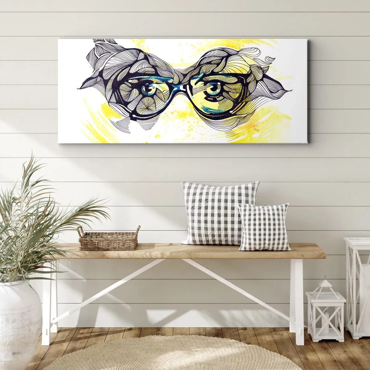 Impression sur toile - Image sur toile - À travers des lunettes bleues - 100x40 cm