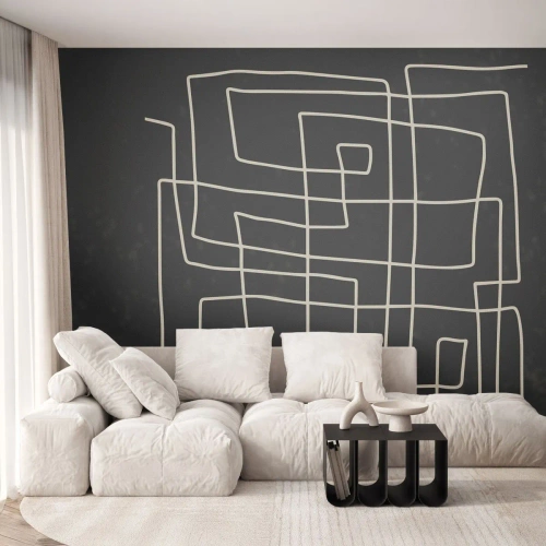 Papier Peint Autocollant Deluxe Sticker - Pas aussi simple - Abstraction, Morceau, Noir et blanc - 350x256 cm