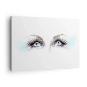 Impression sur toile - Image sur toile - Aquarelle aux yeux bleus et aux accents délicats - 70x50cm - Yeux d'ange? - Décoration murale moderne pour le salon et la chambre ARTTOR