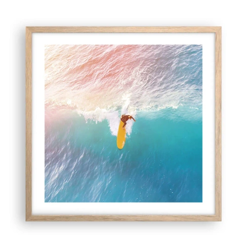 Affiche dans un chêne clair - Poster - Le cavalier de l'océan - 50x50 cm