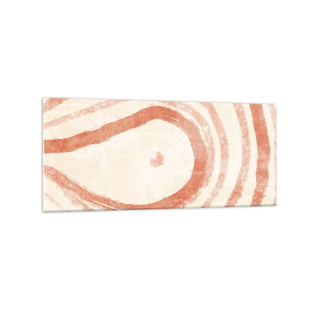 Impression sur verre - Image sur verre - Un motif abstrait de lignes concentriques dans des tons de terre cuite. - 120x50cm - Cercles de corail – composition - Décoration murale moderne pour le salon et la chambre ARTTOR