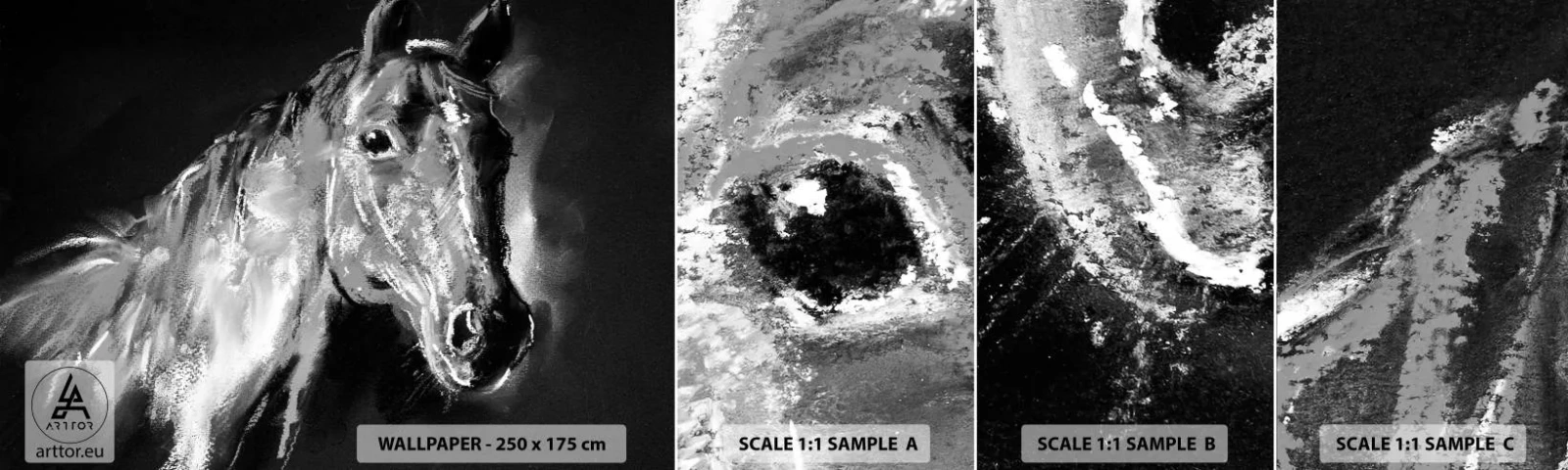 Échantillon de Papier Peint Autocollant Deluxe Sticker - L'éclat d'une âme noble - Animaux, Cheval, jument - 100x30 cm