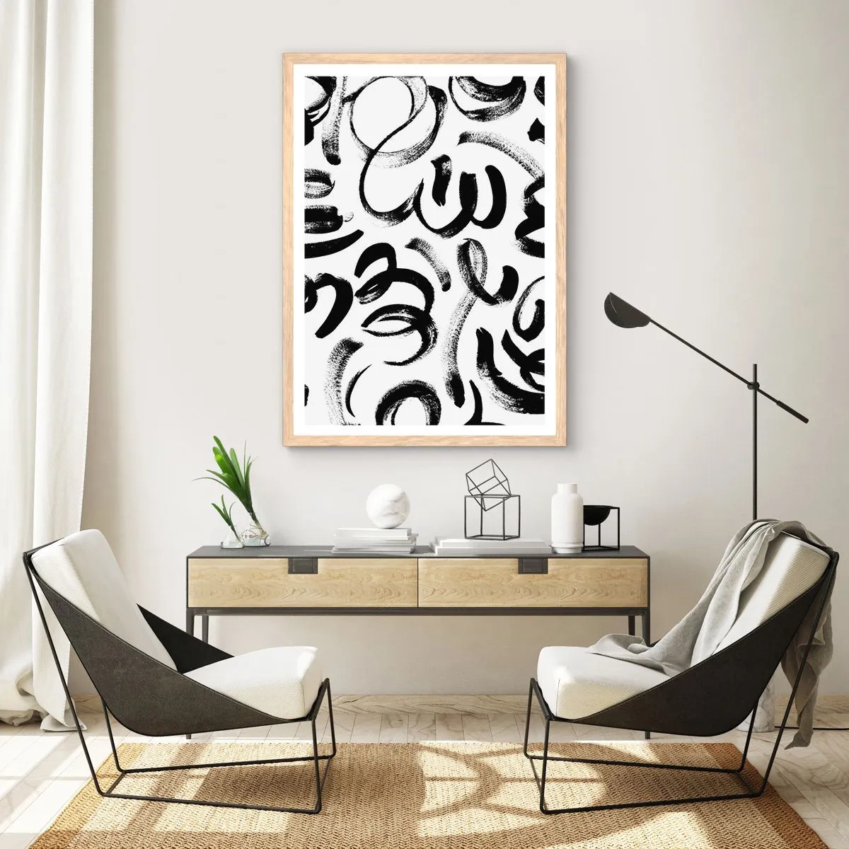 Affiche dans un chêne clair - Poster - Noir sur blanc - 61x91 cm