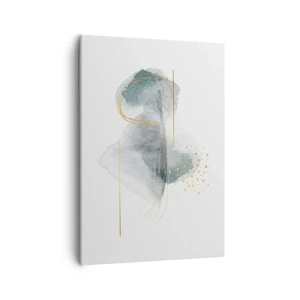 Impression sur toile - Image sur toile - Une composition abstraite dans des tons turquoise et or. - 50x70cm - À propos de la relation entre le gris et l'or - Décoration murale moderne pour le salon et la chambre ARTTOR