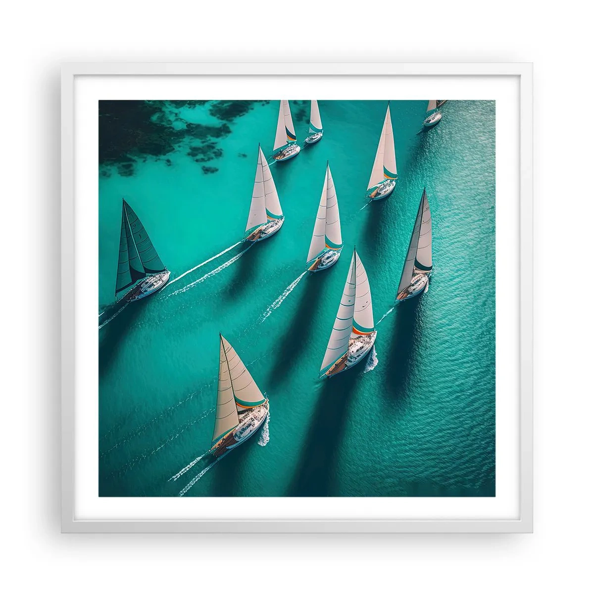 Affiche dans un cadre blanc - Poster - Dans une compétition avec le vent - 60x60 cm