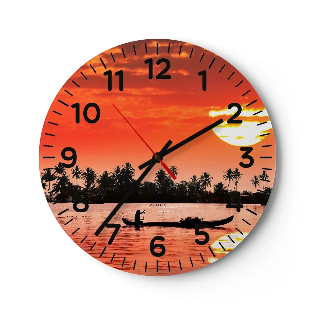 Horloge murale - Pendule murale - La tranquillité des tropiques au coucher du soleil - 40x40 cm