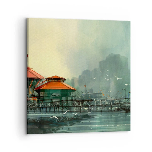 Impression sur toile - Image sur toile - Une journée ensoleillée au port - 70x70 cm