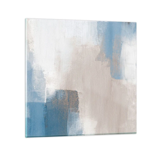 Impression sur verre - Image sur verre - Abstraction rose derrière un rideau de bleu - 30x30 cm