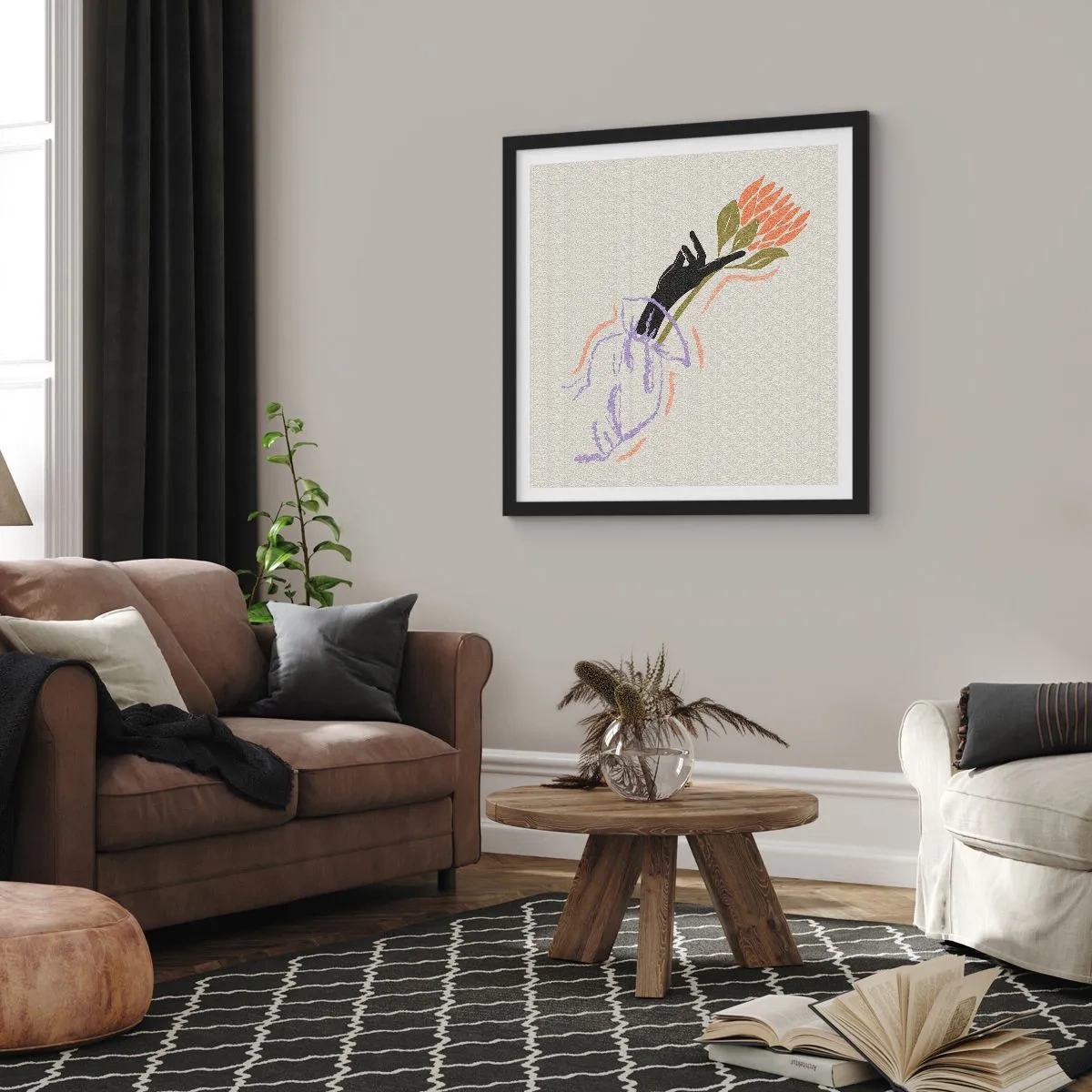 Affiche dans un cadre noir - Poster - Touche fraternelle - 50x50 cm