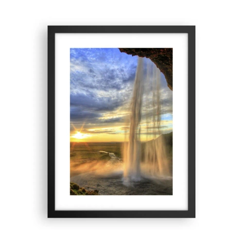 Affiche dans un cadre noir - Poster - Le monde derrière un voile de gouttes - 30x40 cm