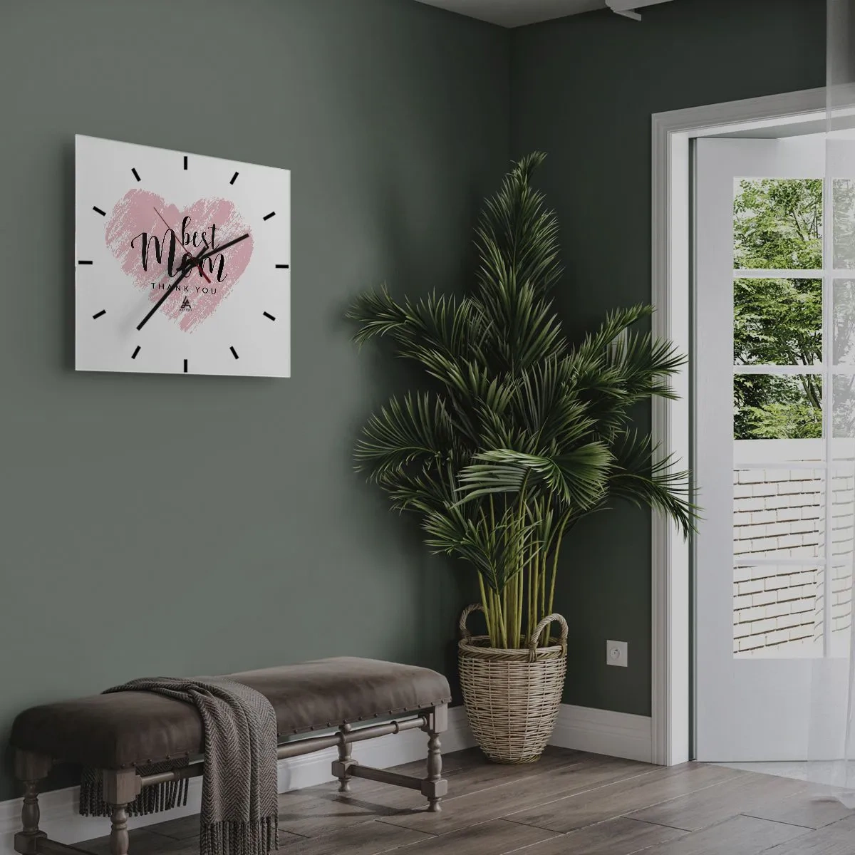 Horloge murale - Pendule murale - Cœur rose avec les mots « Meilleure maman, merci » sur fond blanc - 30x30cm - Toujours au bon moment - Décoration murale moderne pour le salon et la chambre ARTTOR