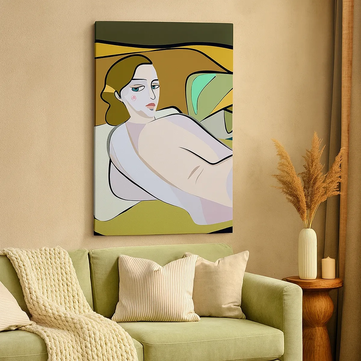 Impression sur toile - Image sur toile - Figure abstraite dans un style moderne - 50x70cm - Portrait intime - Décoration murale moderne pour le salon et la chambre ARTTOR
