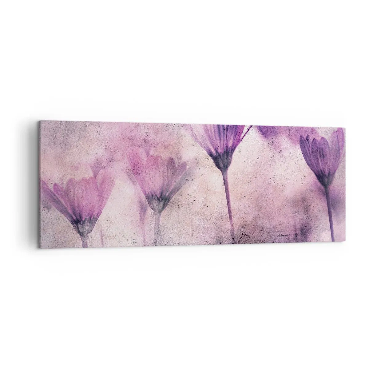 Impression sur toile - Image sur toile - Fleurs délicates dans des tons violets sur fond clair - 140x50cm - Rêve de fleurs - Décoration murale moderne pour le salon et la chambre ARTTOR