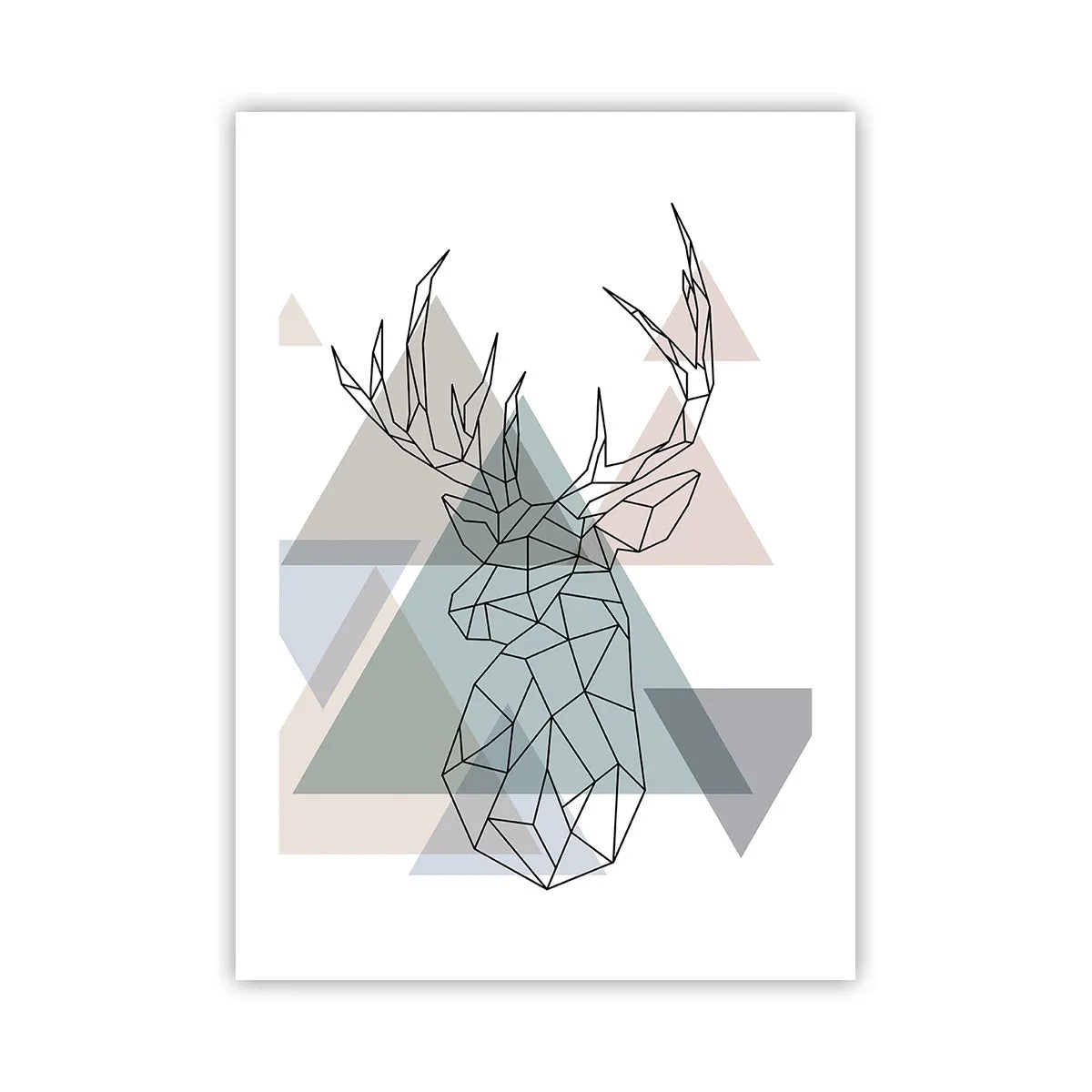 Affiche - Poster - Silhouette géométrique d'un cerf sur fond de triangles - 50x70cm - Dans une forêt géométrique - Décoration murale moderne pour le salon et la chambre ARTTOR