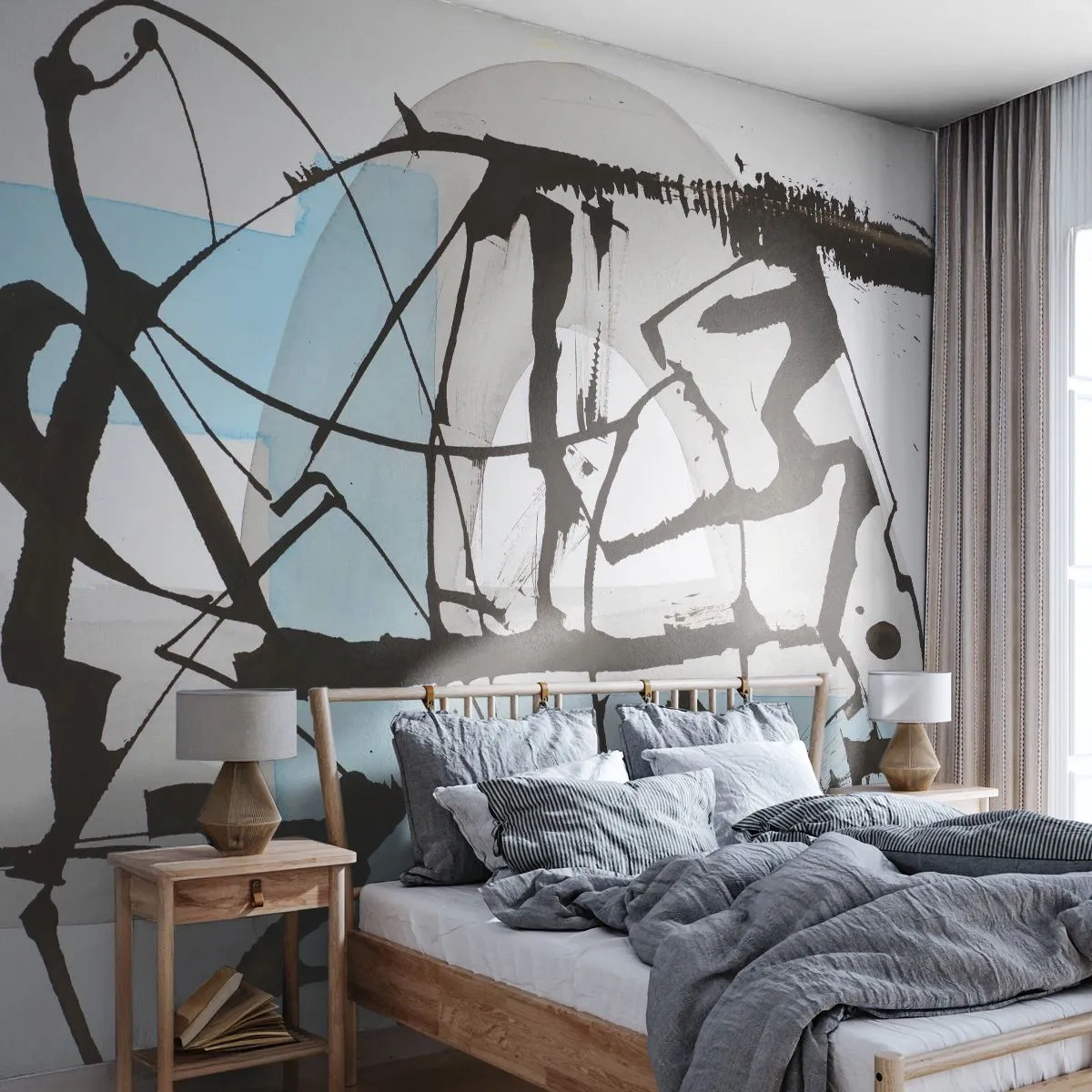 Papier Peint Photo Premium Canvas - Bleu malgré tout - Abstraction, Morceau, Chaos - 250x175 cm