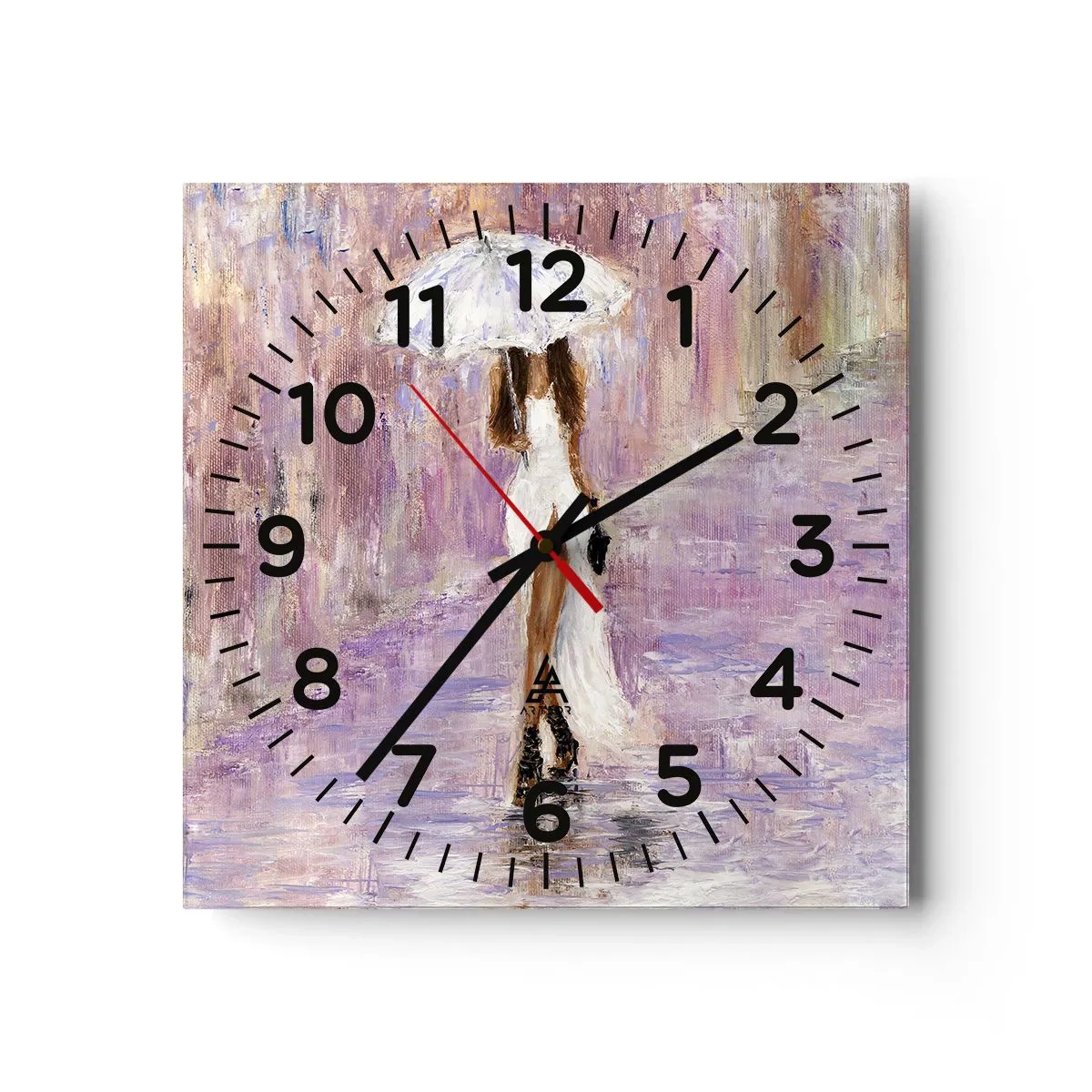 Horloge murale - Pendule murale - Sous la pluie lilas - 40x40 cm