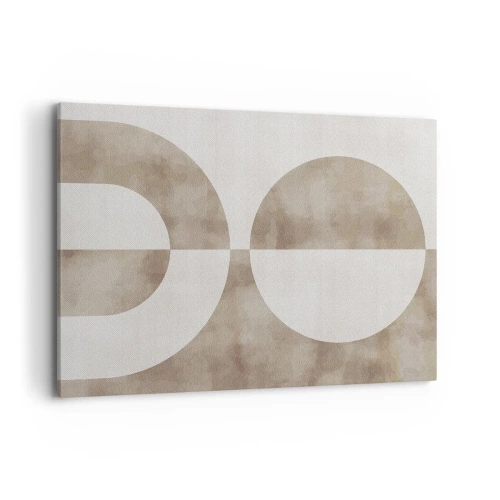 Impression sur toile - Image sur toile - Une peinture abstraite dans les tons beiges avec des formes géométriques et de la symétrie. - 100x70cm - Similitudes et différences - Décoration murale moderne pour le salon et la chambre ARTTOR