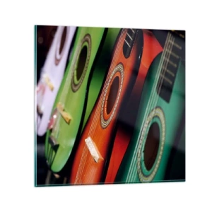 Impression sur verre - Image sur verre - La guitare a plusieurs couleurs - 40x40 cm