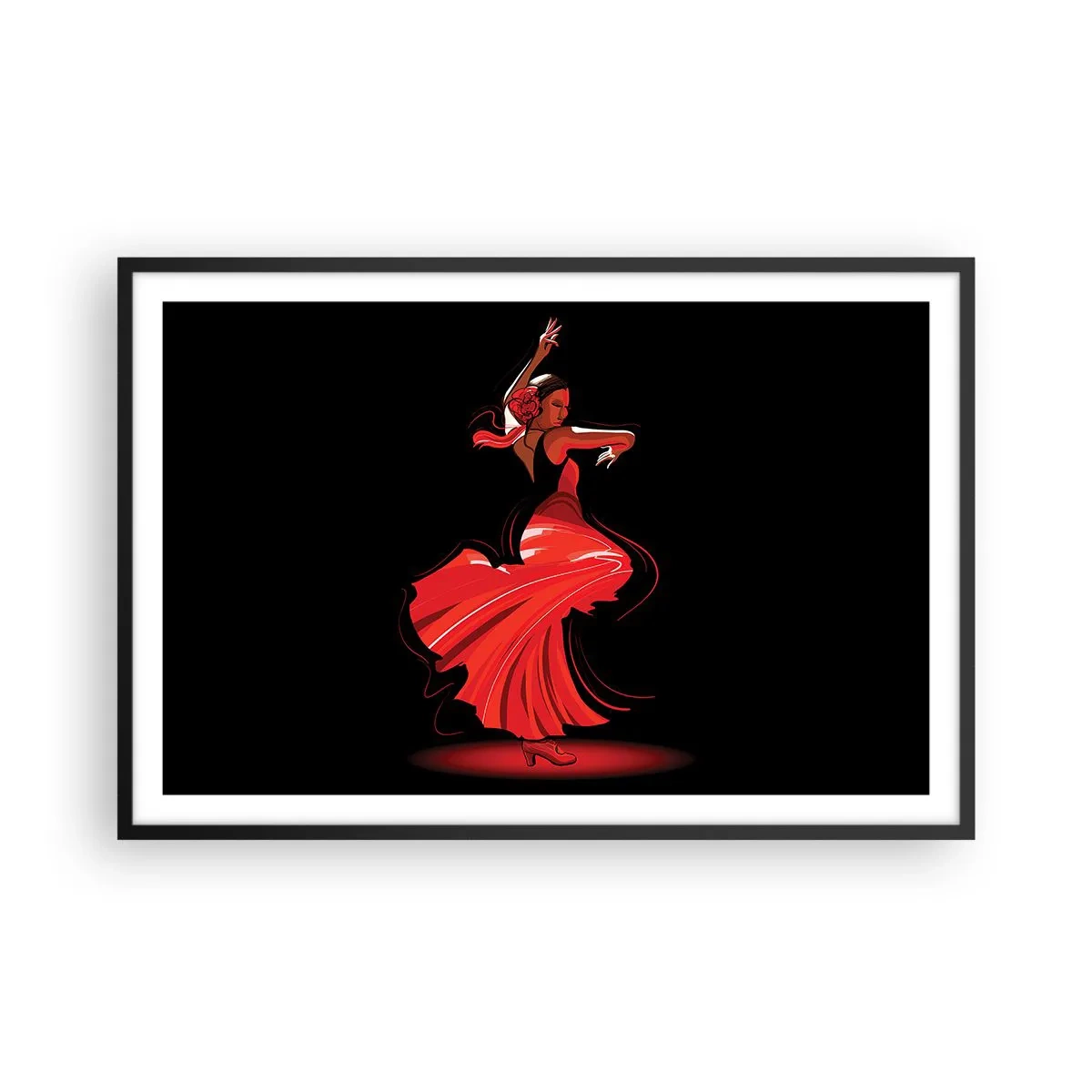 Affiche dans un cadre noir - Poster - L'esprit fougueux du flamenco - 91x61 cm