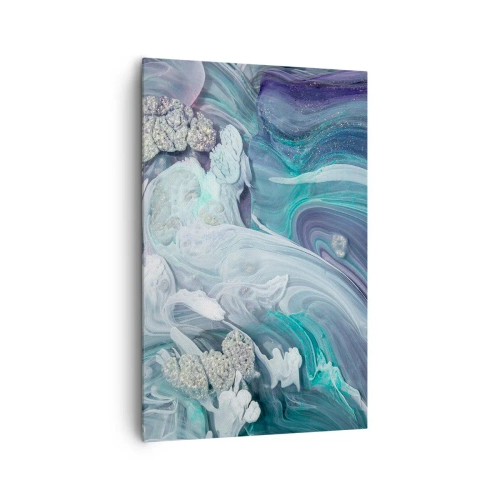 Impression sur toile - Image sur toile - Tourbillons abstraits dans des tons de bleu et de blanc - 80x120cm - Courants bleus - Décoration murale moderne pour le salon et la chambre ARTTOR