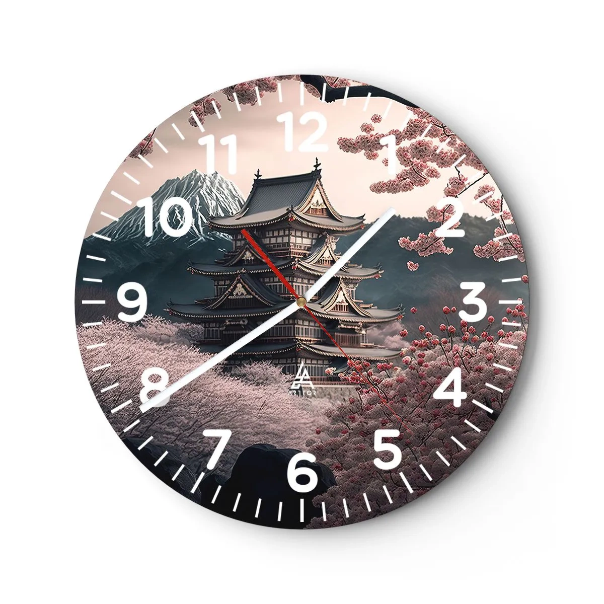 Horloge murale - Pendule murale - Le pays des cerisiers en fleurs - 40x40 cm