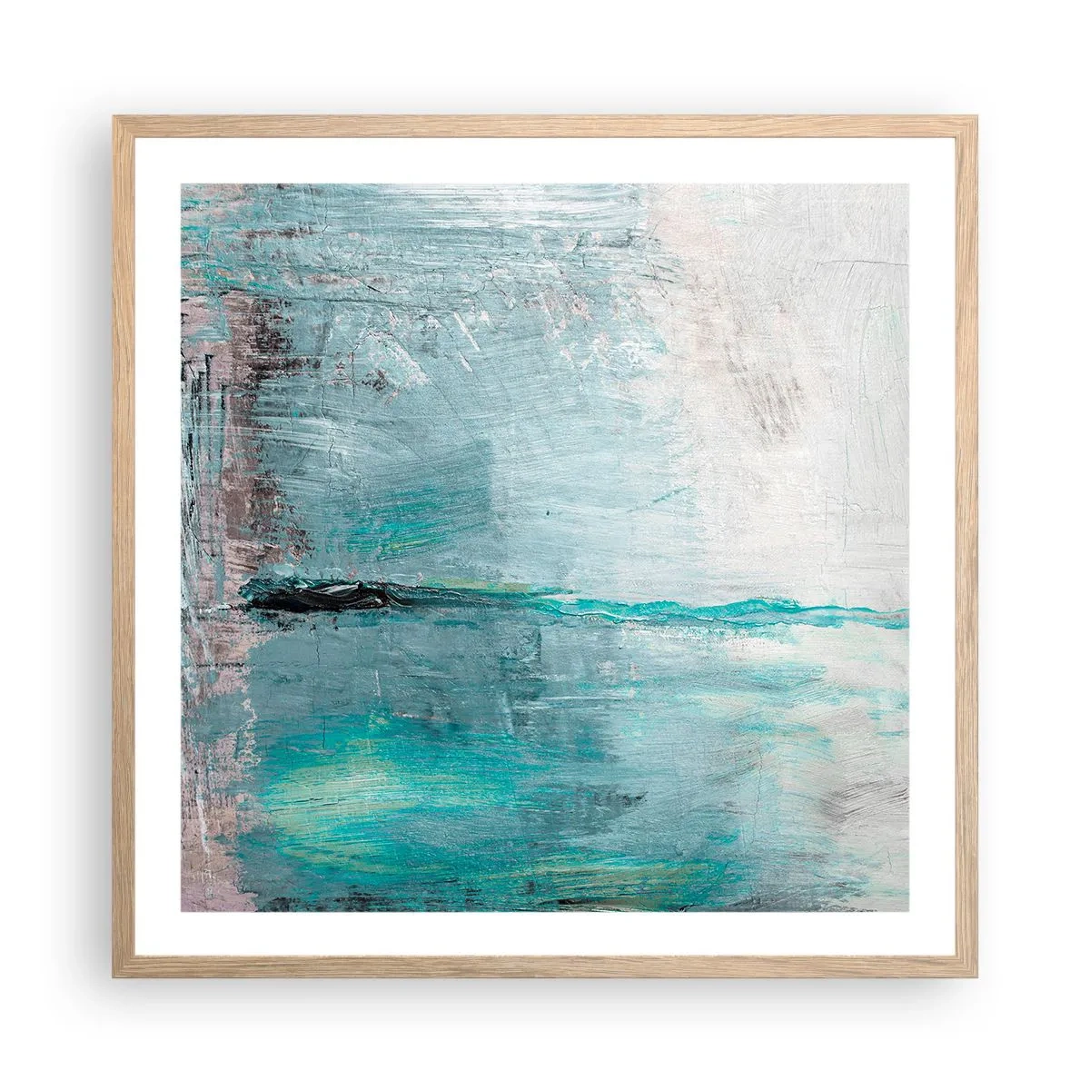 Affiche dans un chêne clair - Poster - Horizontalement en bleu - 60x60 cm