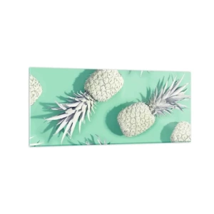 Impression sur verre - Image sur verre - Ananas blancs sur fond pastel dans un style minimaliste - 120x50cm - Ils se combinent très bien avec la menthe - Décoration murale moderne pour le salon et la chambre ARTTOR