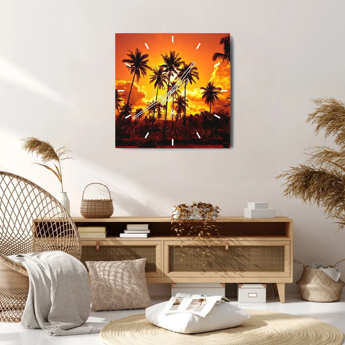 Horloge murale - Pendule murale - Montagnes en feu, forêts en feu - 30x30 cm