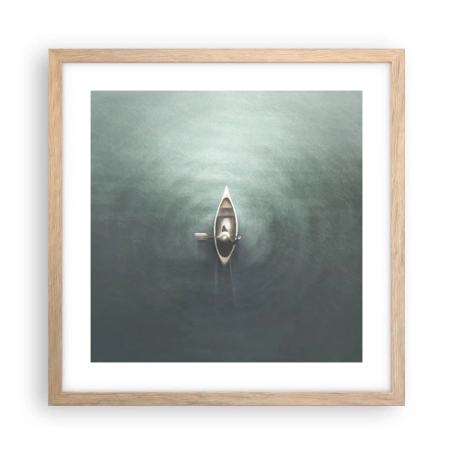 Affiche dans un chêne clair - Poster - À travers le lac de la lune - 40x40 cm