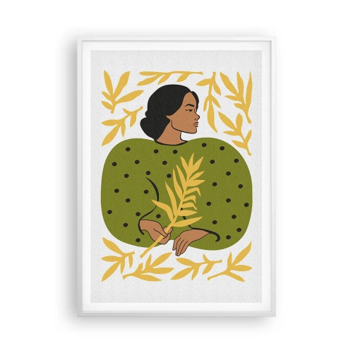 Affiche dans un cadre blanc - Poster - Fille hawaïenne - 70x100 cm